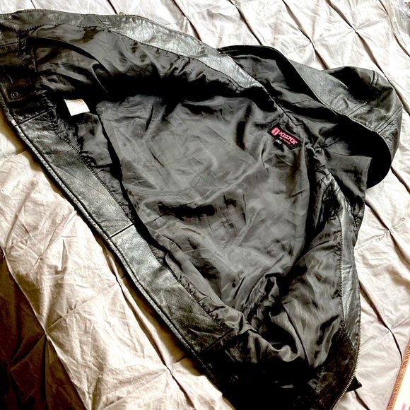 Cropped Leather Hooded Jacket - Picture 2 of 5